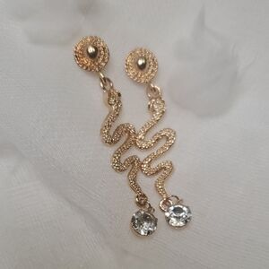 Chic Gold Dangle Earrings with Crystal Accents
